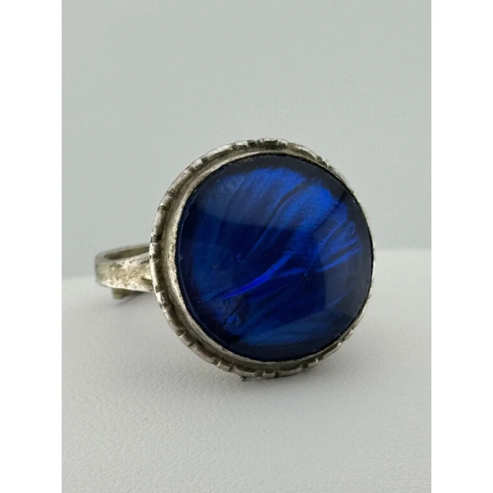 Vintage Silver Tone Butterfly Wing Adjustable Ring AS IS‎